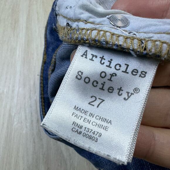 Articles of Society Distressed Mid Rise Skinny Ankle Blue Denim Casual Jeans 27 - Picture 16 of 16